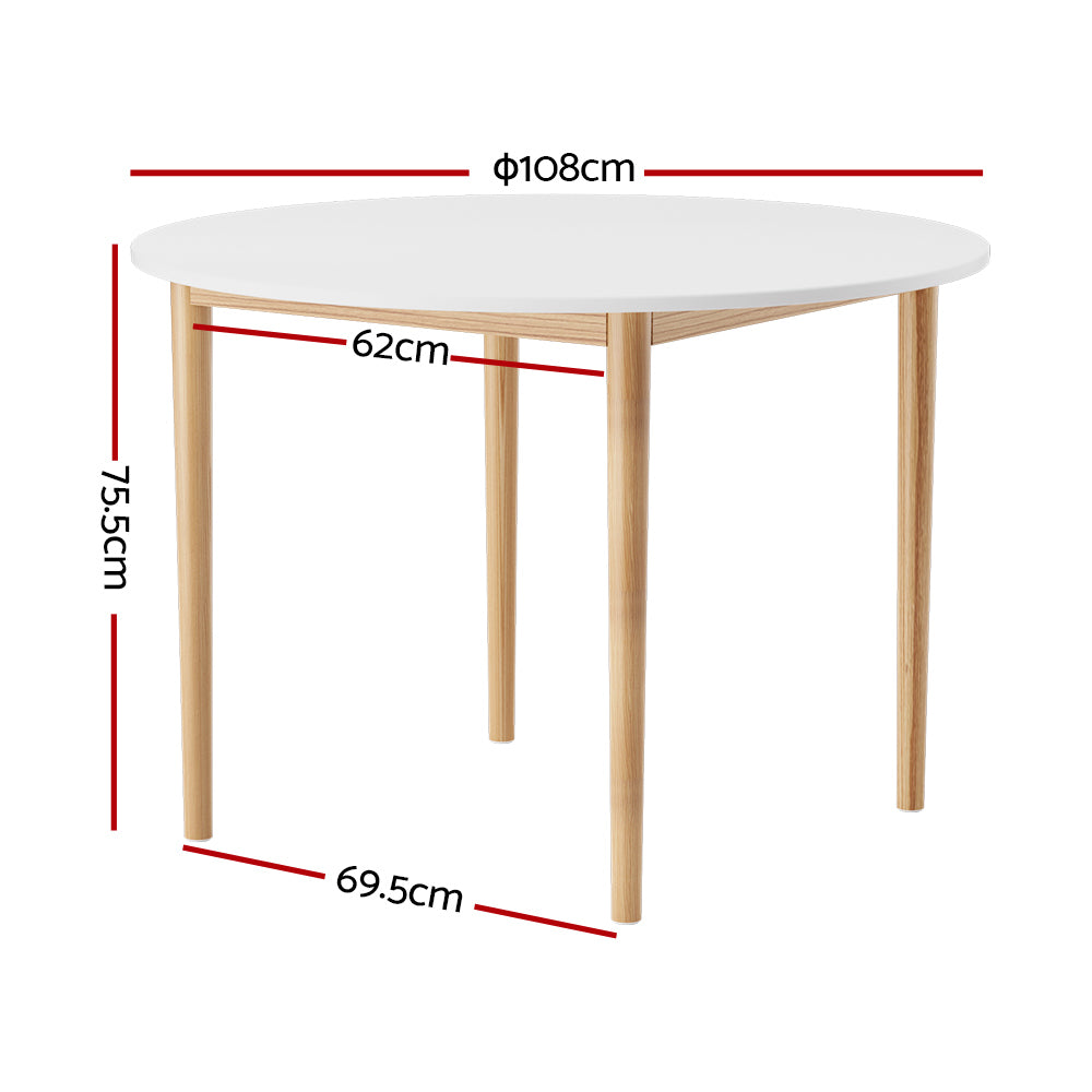 Nordic Style Classic Round Dining Table 108cm - White - Homecoze