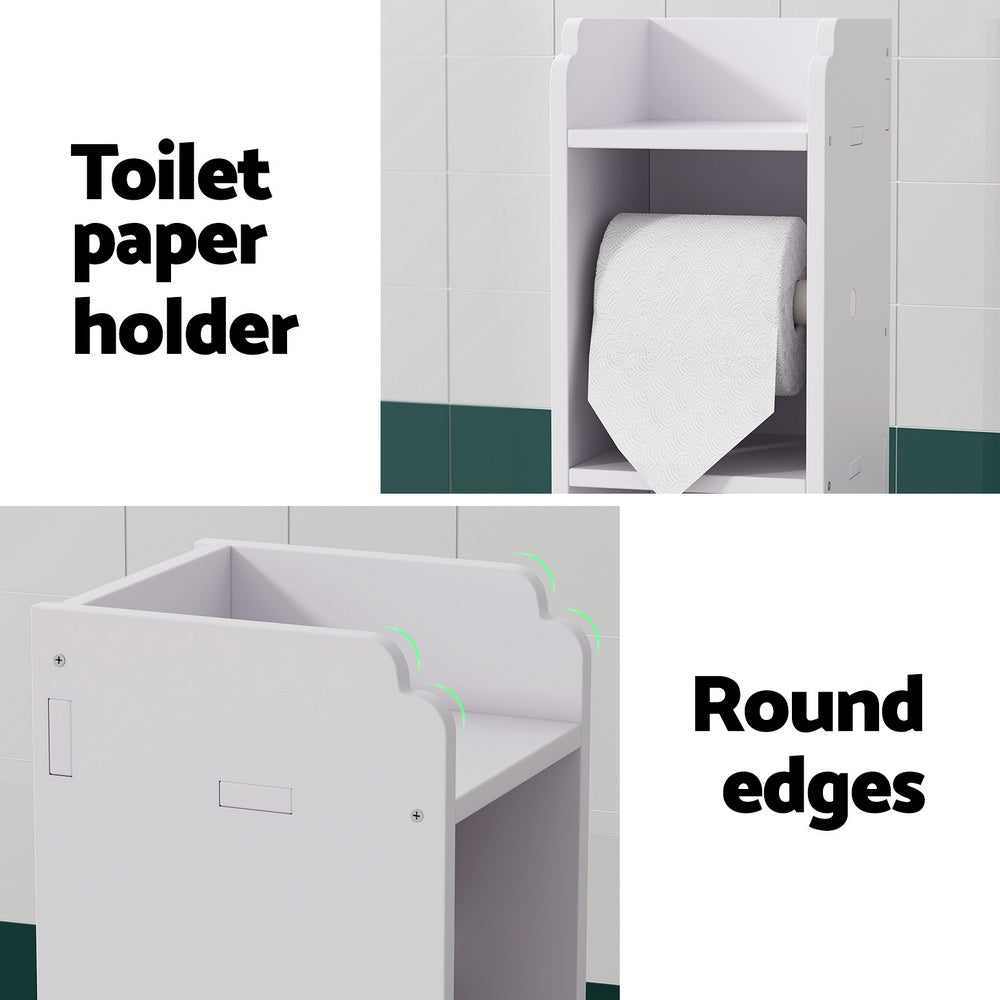 Bathroom Toilet Paper Holder Cabinet 3 Tier Floor Cabinet - White - Homecoze
