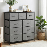 Artiss Chest of 9 Drawers Storage Dresser Tallboy Dark Grey - Homecoze
