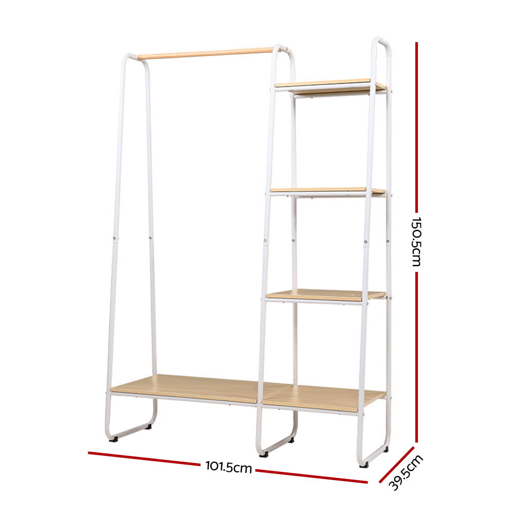 Wardrobe Organizer Clothes Stand Storage Rack - White - Homecoze