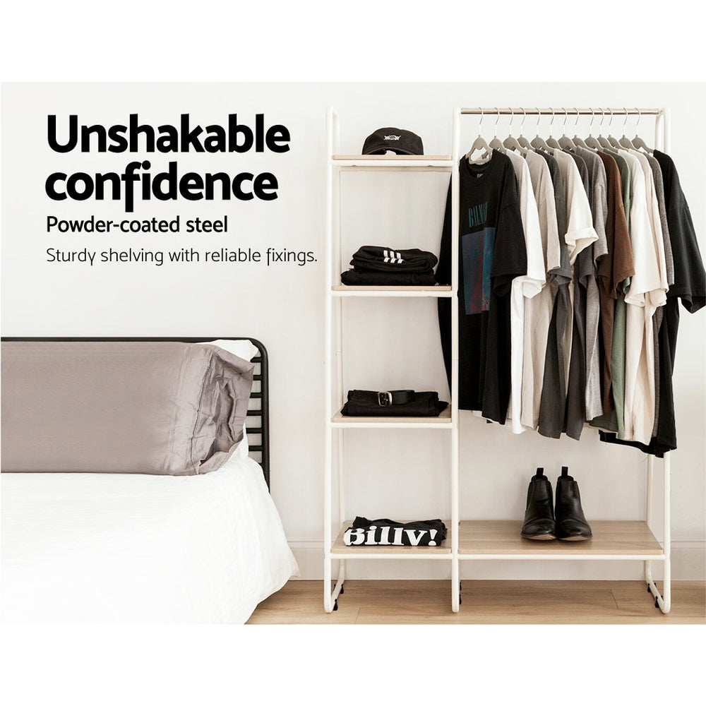Wardrobe Organizer Clothes Stand Storage Rack - White - Homecoze