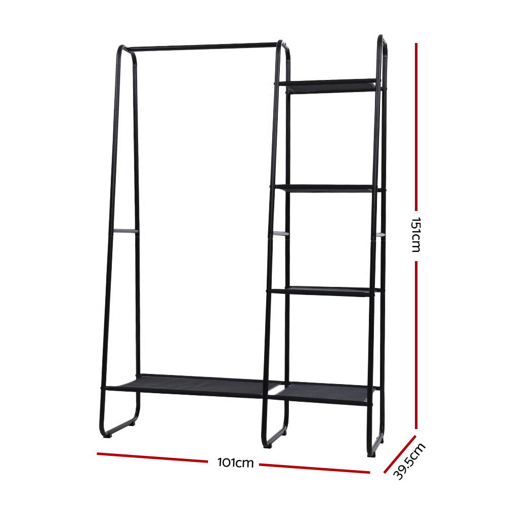 Wardrobe Organizer Clothes Stand Storage Rack - Black - Homecoze