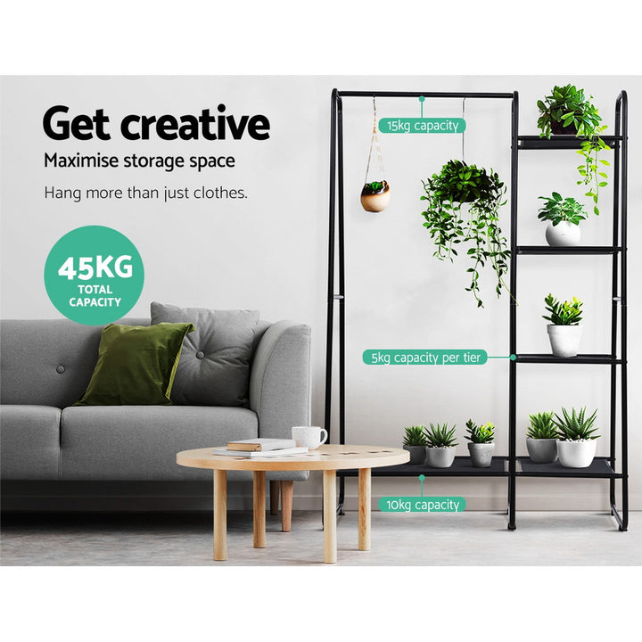 Wardrobe Organizer Clothes Stand Storage Rack - Black - Homecoze