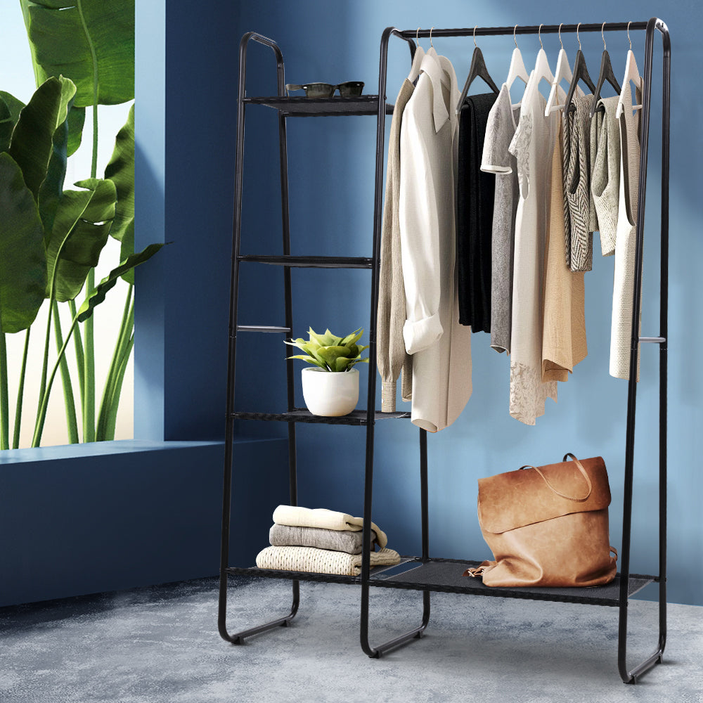 Wardrobe Organizer Clothes Stand Storage Rack - Black - Homecoze