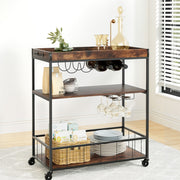 Kitchen Island Serving Cart Trolley - Rustic Brown - Homecoze