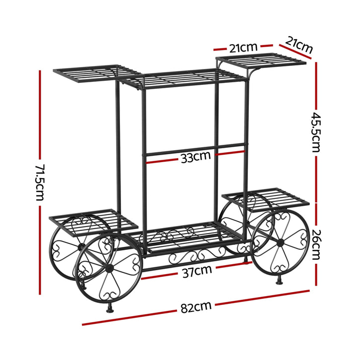 6-Tier Cart Style Metal Plant Stand - Black