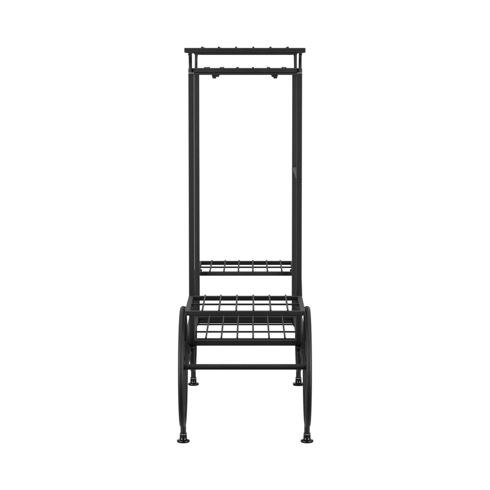 6-Tier Cart Style Metal Plant Stand - Black - Homecoze