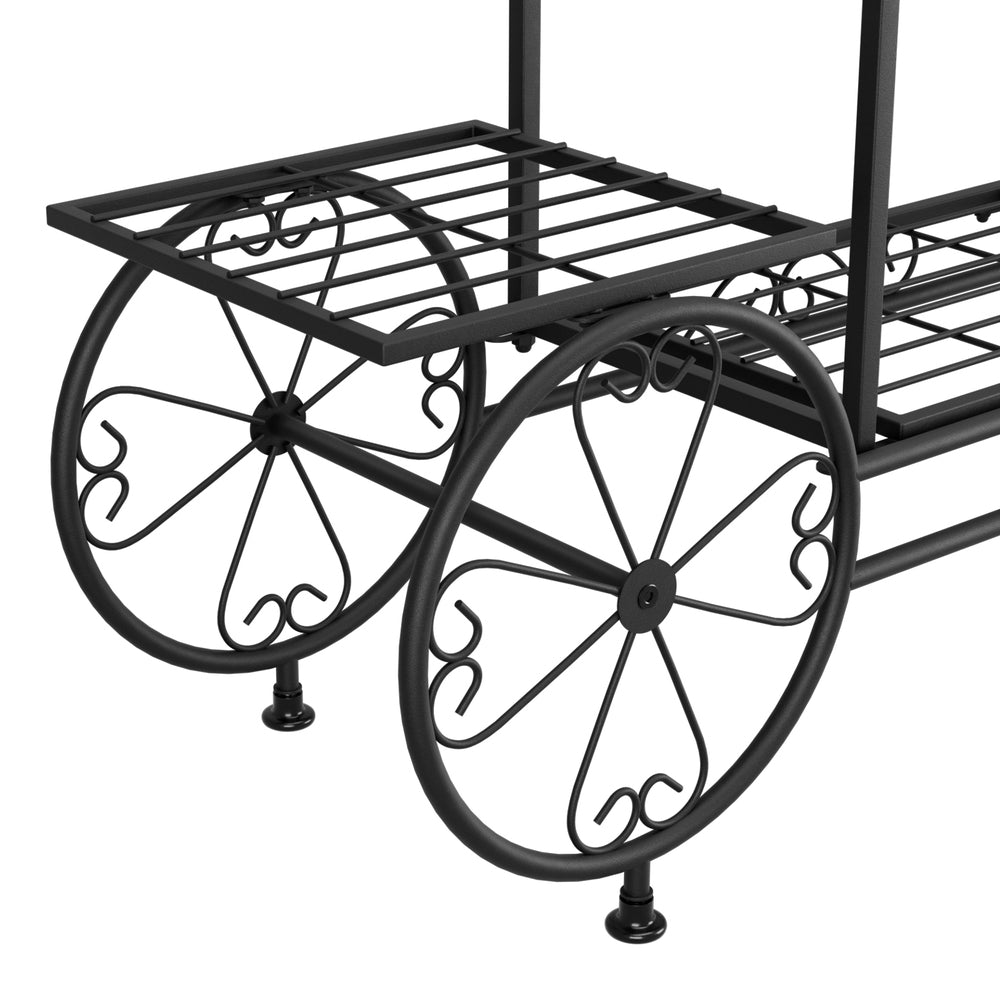 6-Tier Cart Style Metal Plant Stand - Black - Homecoze