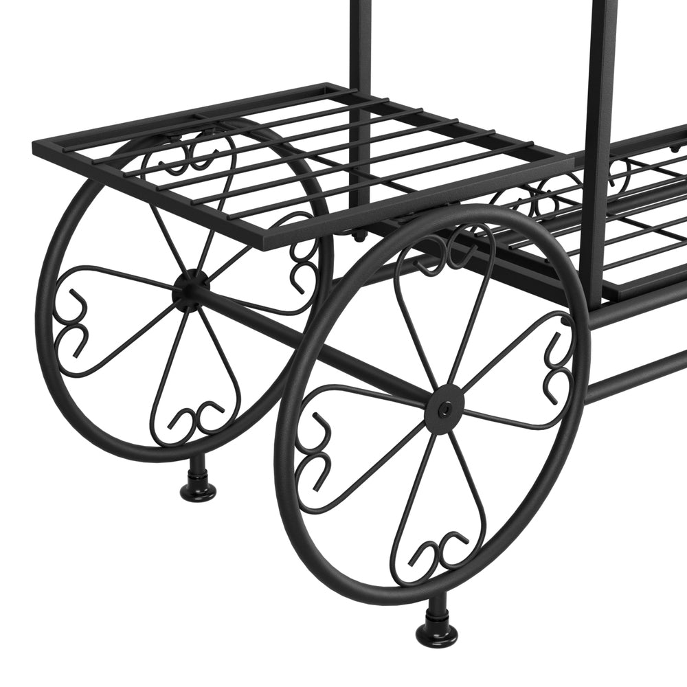 6-Tier Cart Style Metal Plant Stand - Black