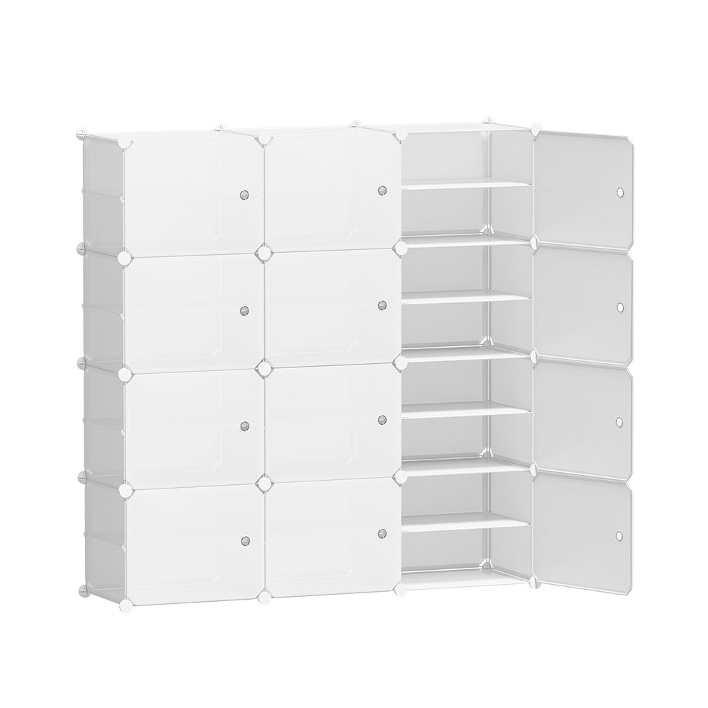 DIY Shoe Cabinet 12 Cube Portable Organizer Storage Stand - White - Homecoze
