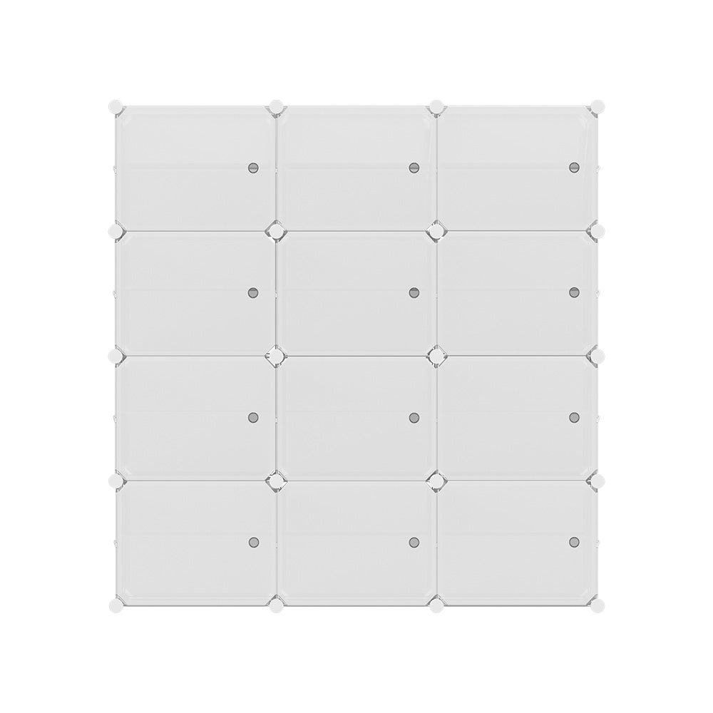 DIY Shoe Cabinet 12 Cube Portable Organizer Storage Stand - White - Homecoze
