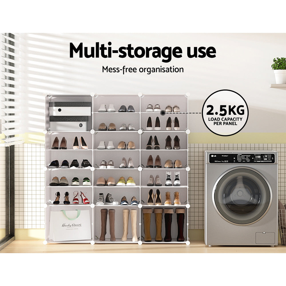 DIY Shoe Cabinet 12 Cube Portable Organizer Storage Stand - White - Homecoze