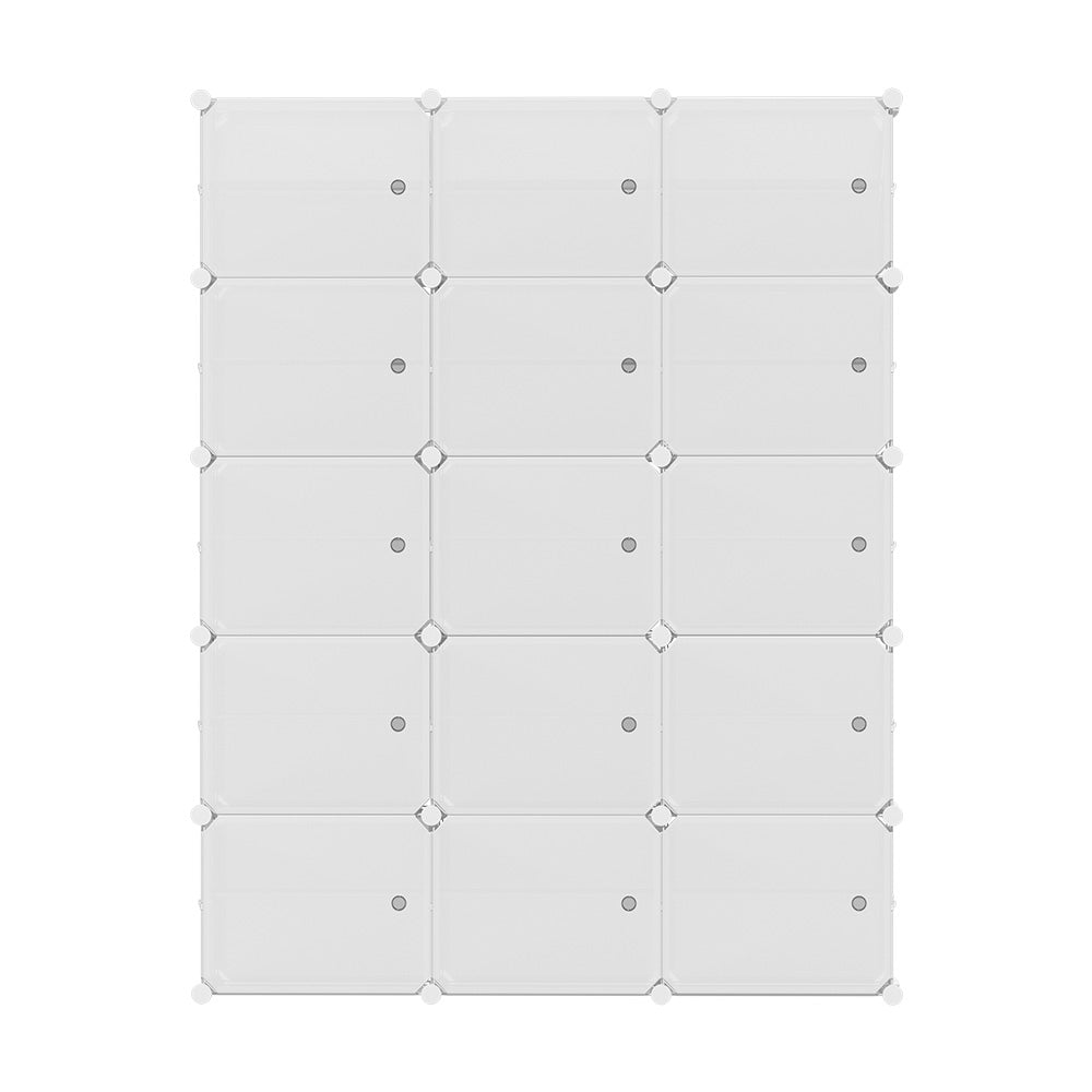 DIY Shoe Cabinet 15 Cube Portable Organizer Storage Stand - White - Homecoze