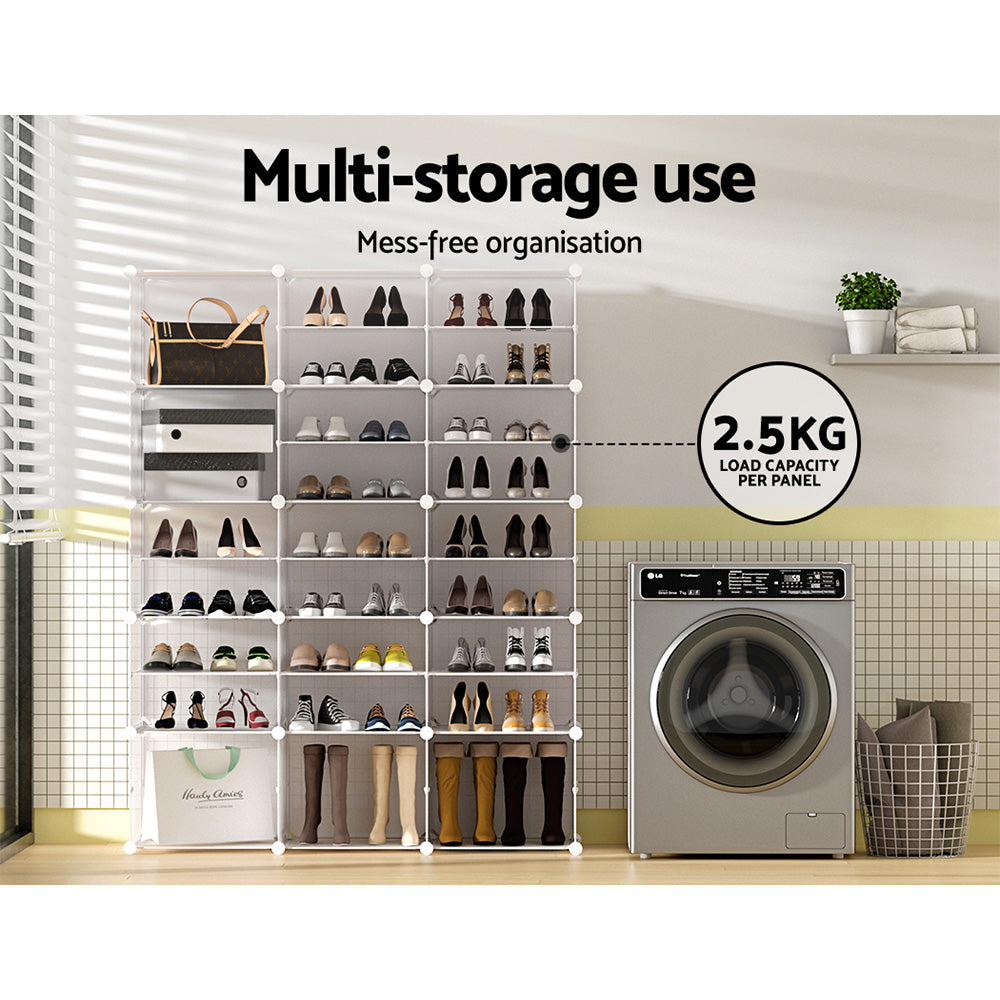 DIY Shoe Cabinet 15 Cube Portable Organizer Storage Stand - White - Homecoze