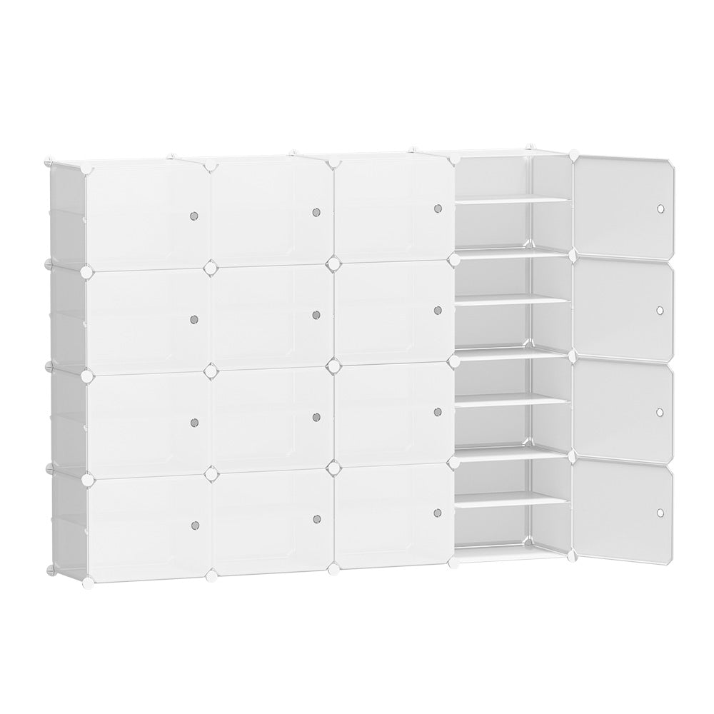 DIY Shoe Cabinet 16 Cube Portable Organizer Storage Stand - White - Homecoze