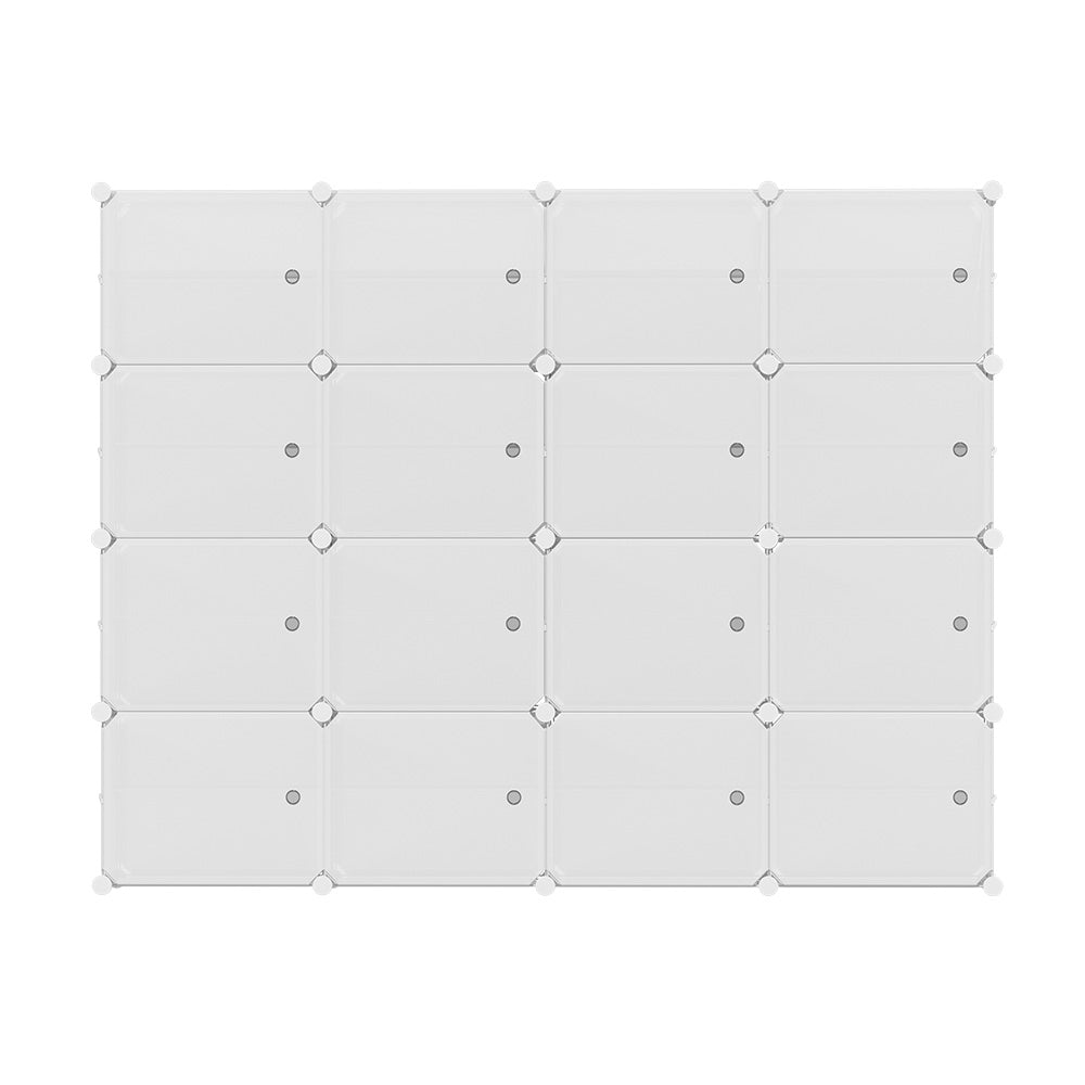 DIY Shoe Cabinet 16 Cube Portable Organizer Storage Stand - White - Homecoze