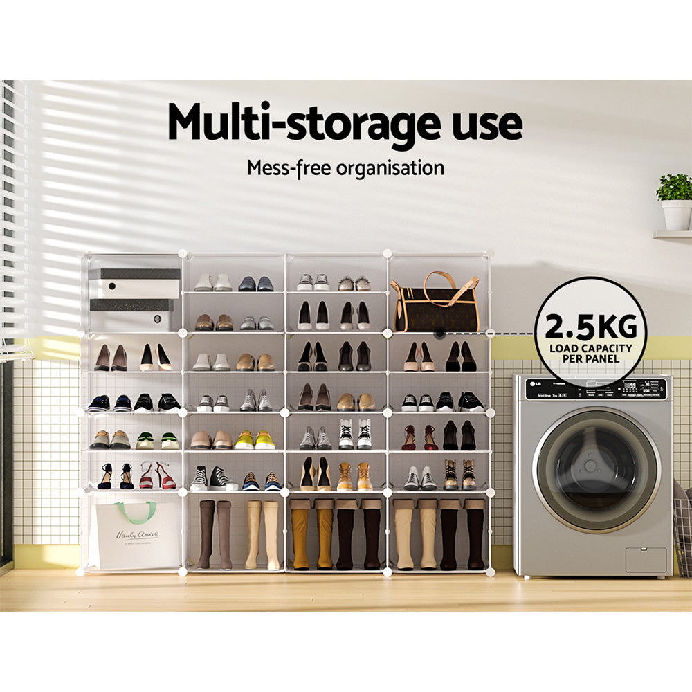 DIY Shoe Cabinet 16 Cube Portable Organizer Storage Stand - White - Homecoze