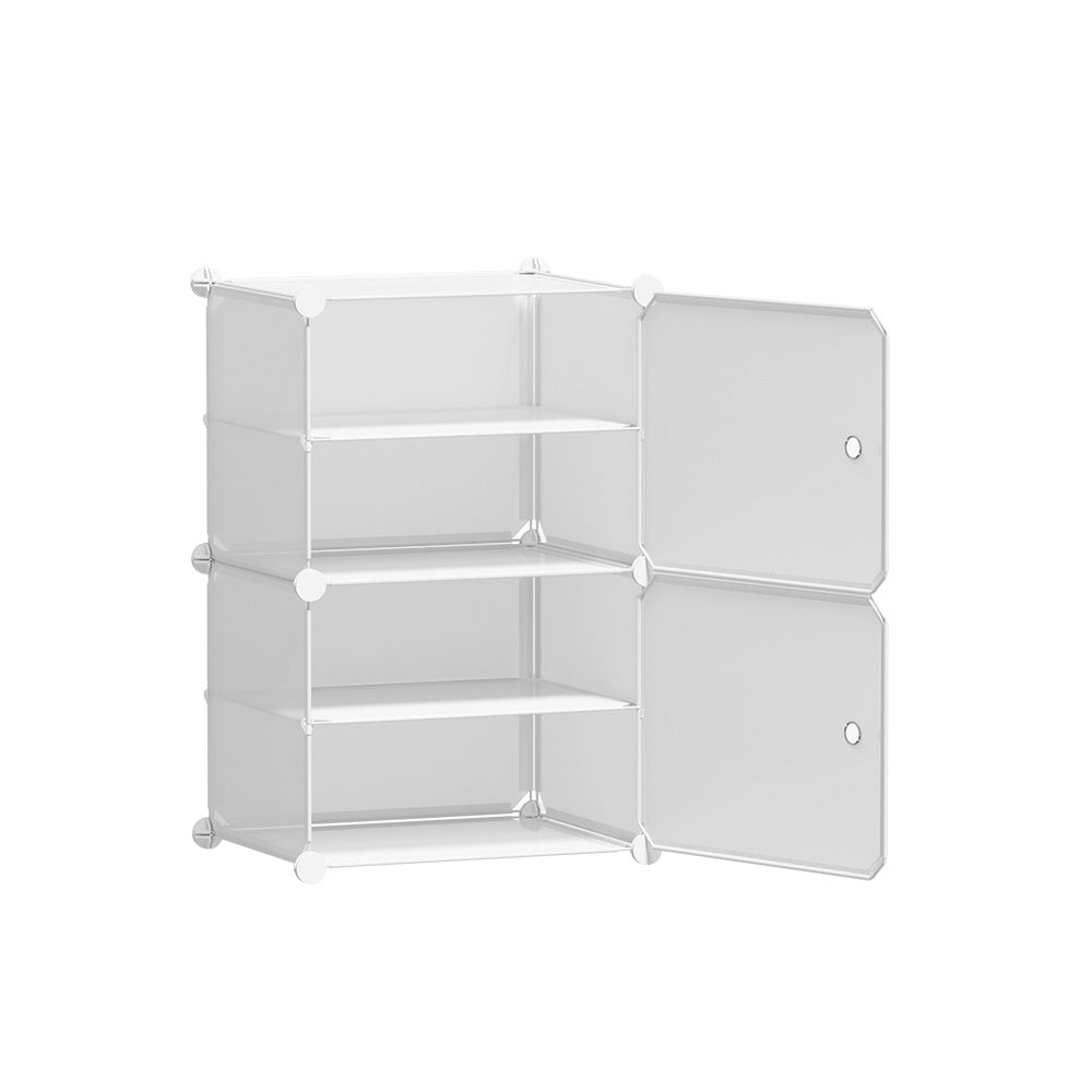 DIY Shoe Cabinet 2 Cube Portable Organizer Storage Stand - White - Homecoze