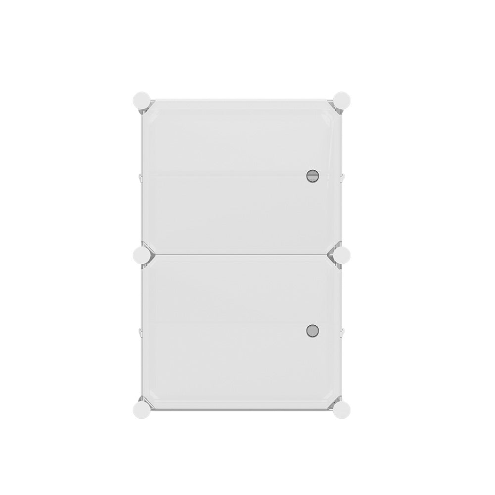 DIY Shoe Cabinet 2 Cube Portable Organizer Storage Stand - White - Homecoze
