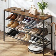 Artiss Shoe Rack 4 tier Storage Organiser Walnut - Homecoze