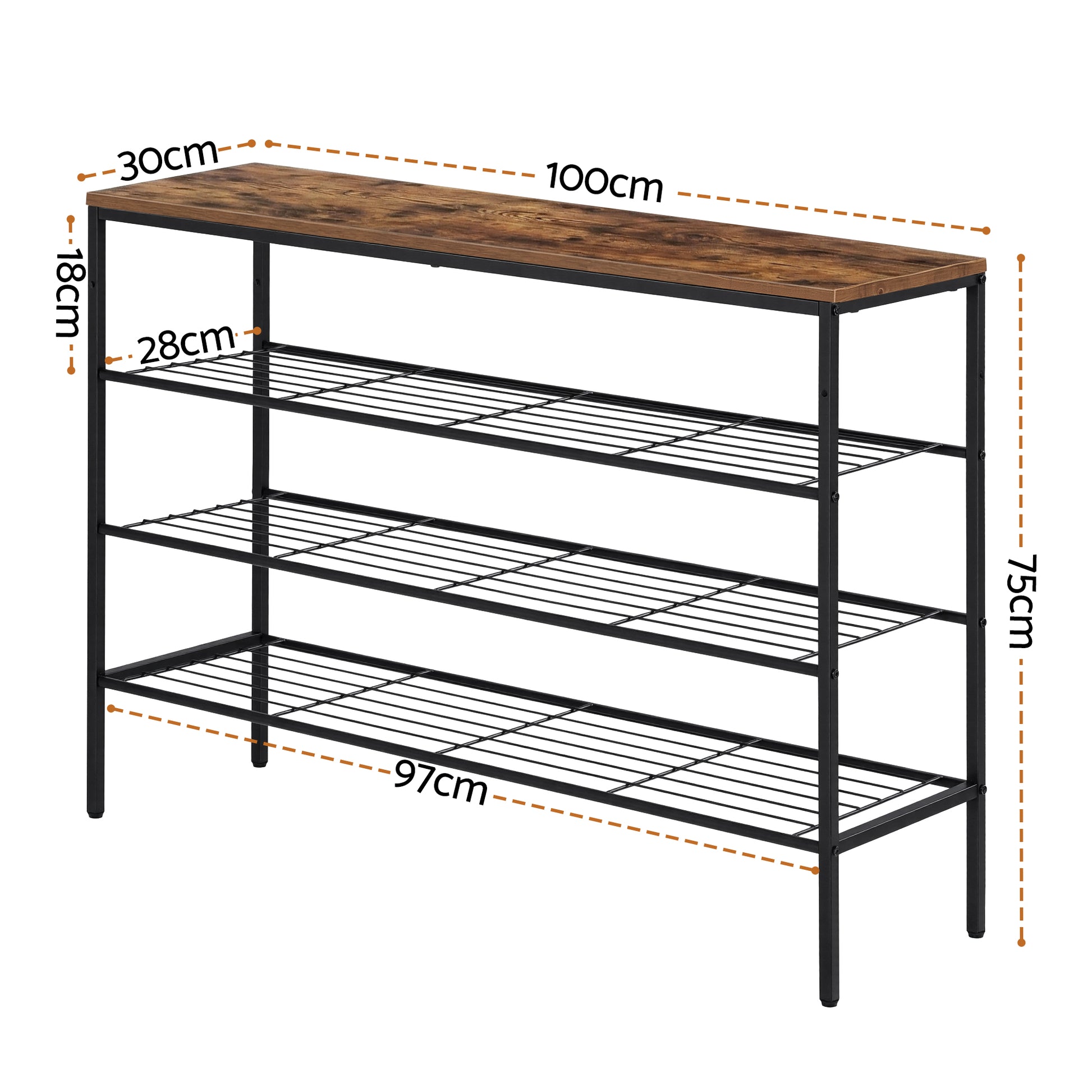 Artiss Shoe Rack 4 tier Storage Organiser Walnut - Homecoze