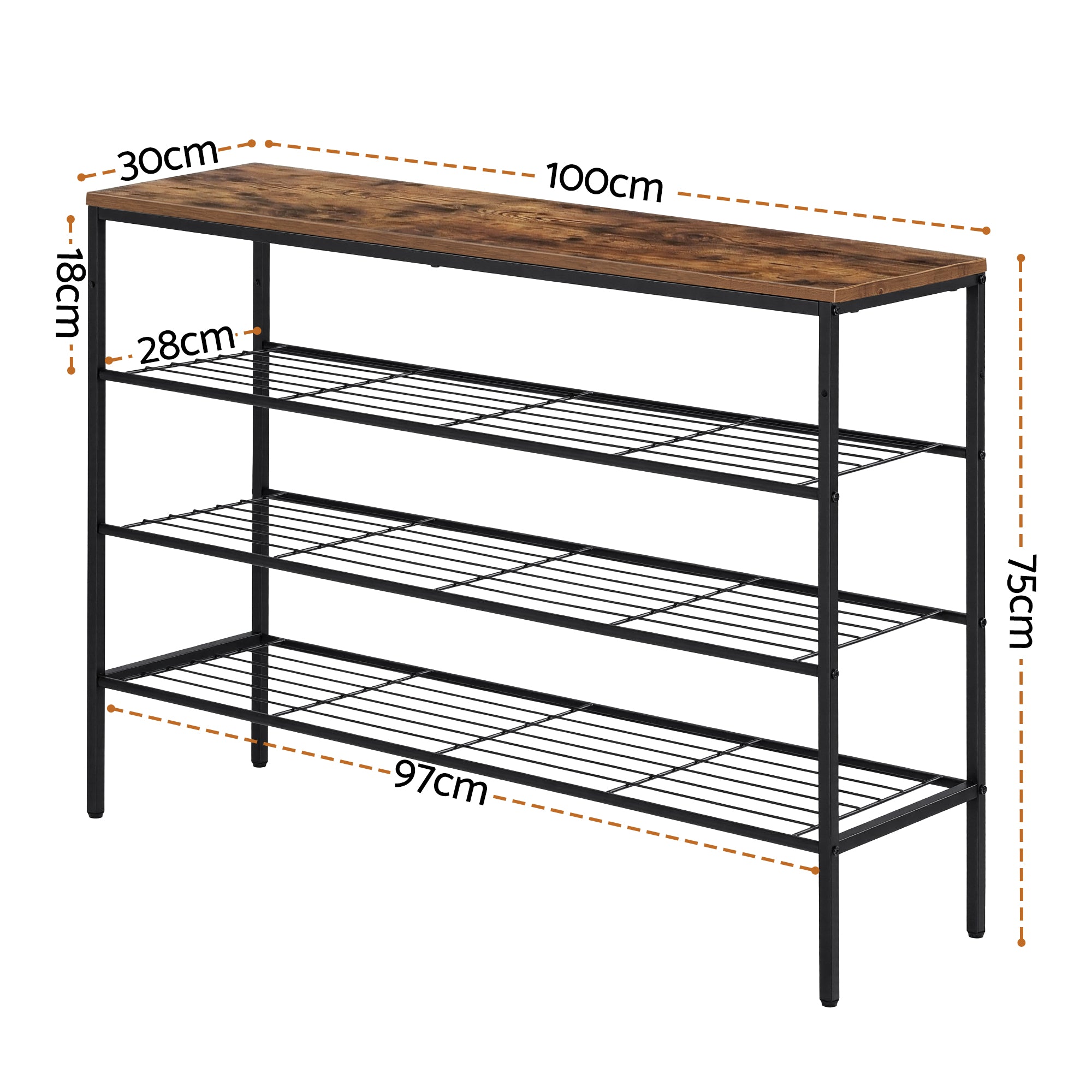 Artiss Shoe Rack 4 tier Storage Organiser Walnut - Homecoze