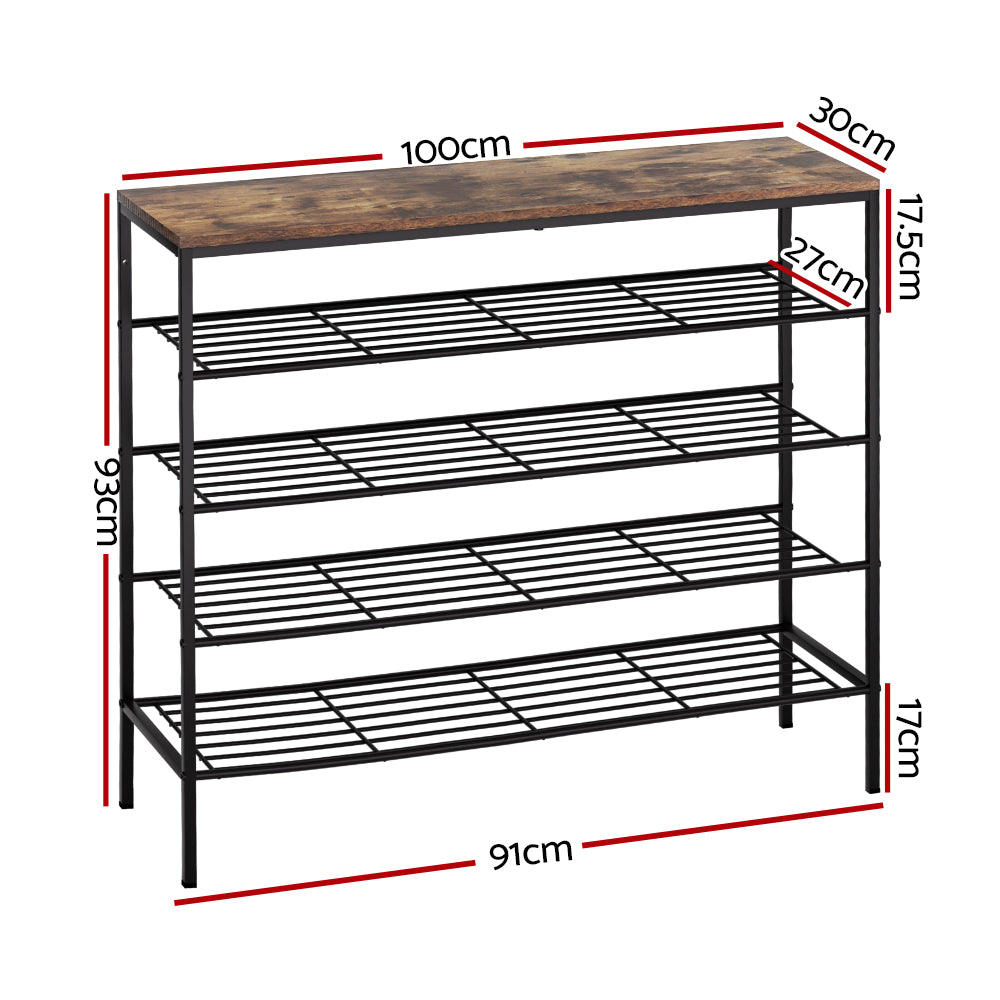 5-Tier Rustic Shoe Rack - Walnut - Homecoze
