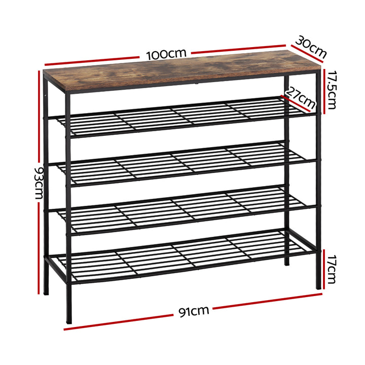 5-Tier Rustic Shoe Rack - Walnut - Homecoze