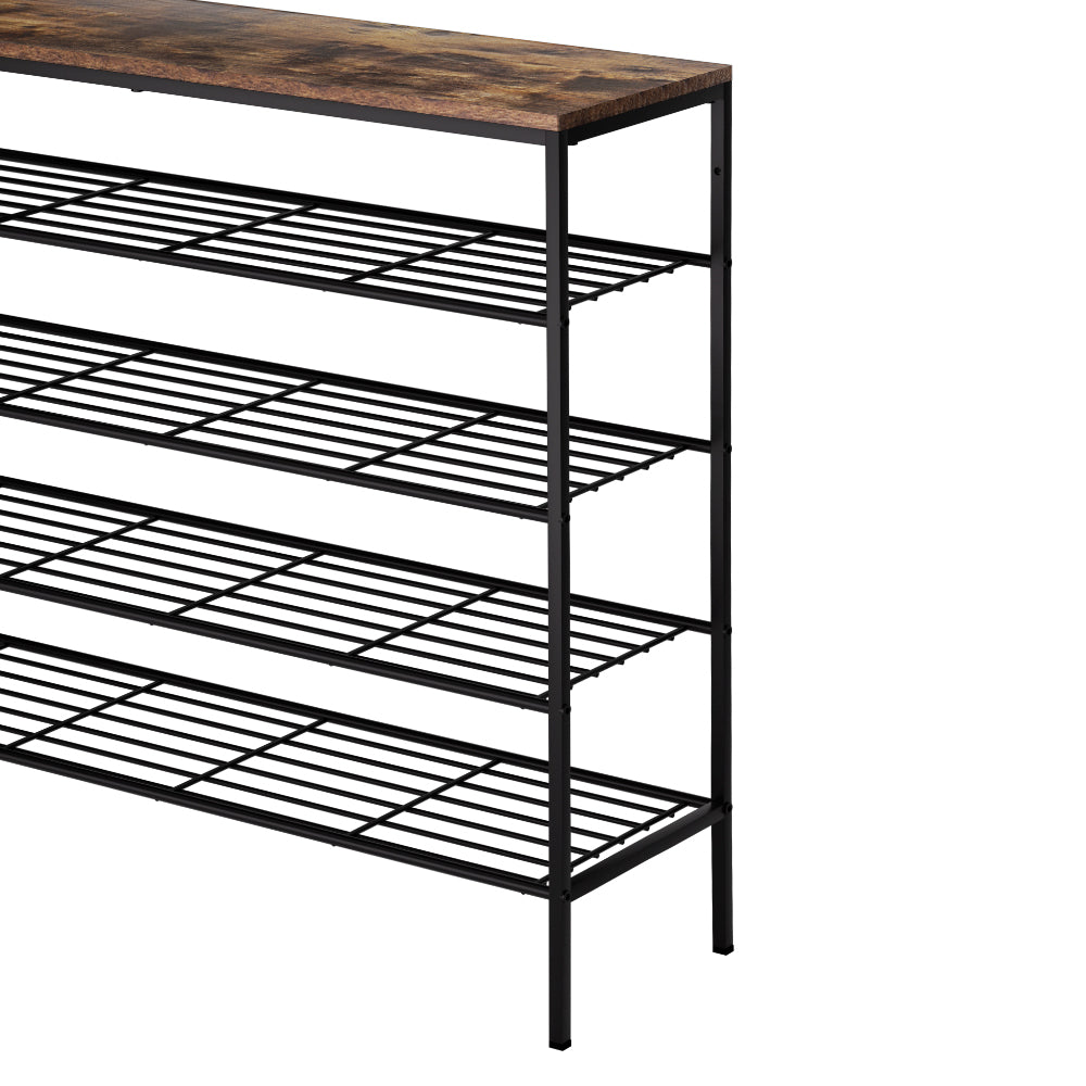 5-Tier Rustic Shoe Rack - Walnut - Homecoze
