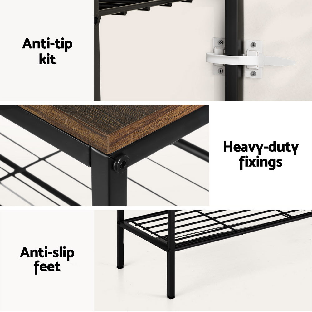 5-Tier Rustic Shoe Rack - Walnut - Homecoze