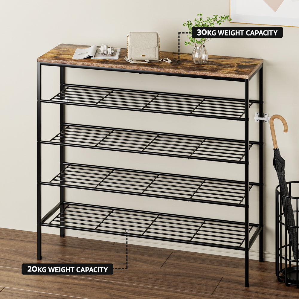 5-Tier Rustic Shoe Rack - Walnut - Homecoze