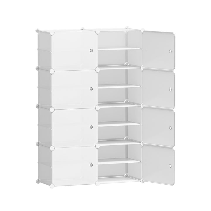 DIY Shoe Cabinet 8 Cube Portable Organizer Storage Stand - White - Homecoze