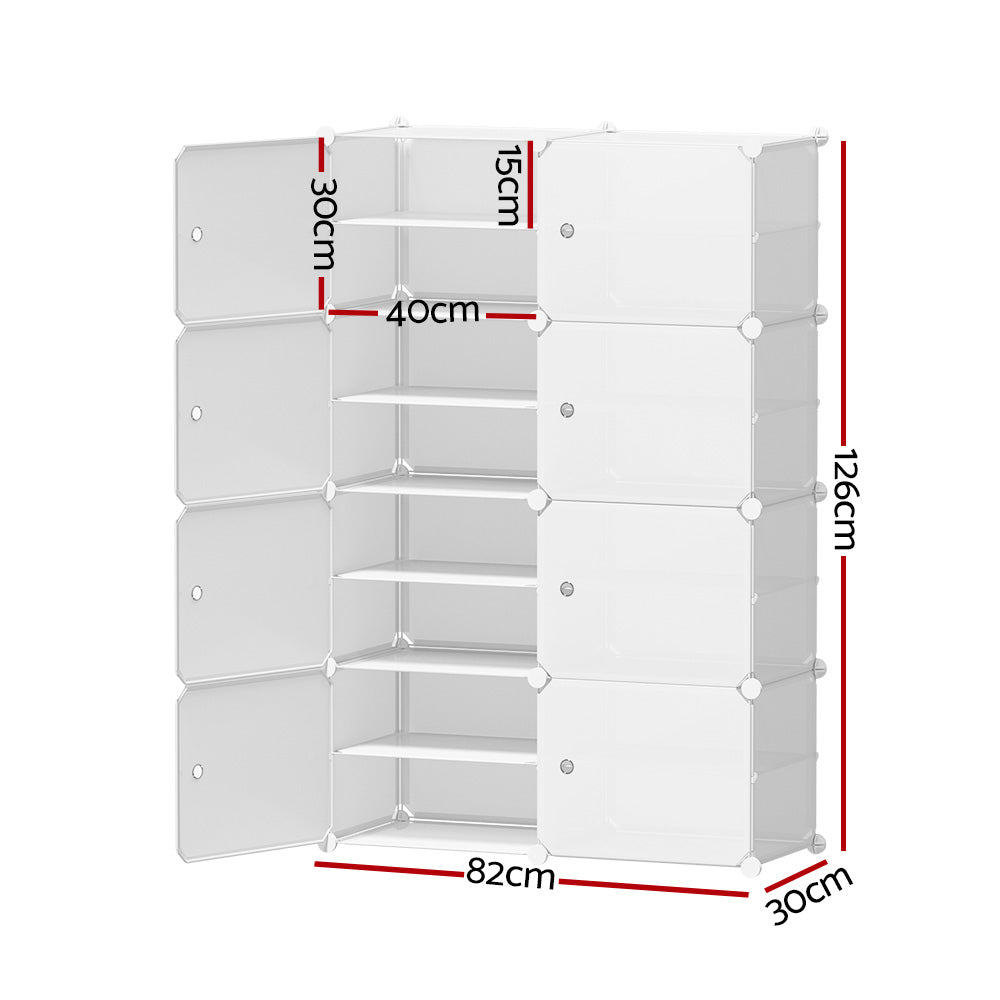 DIY Shoe Cabinet 8 Cube Portable Organizer Storage Stand - White - Homecoze