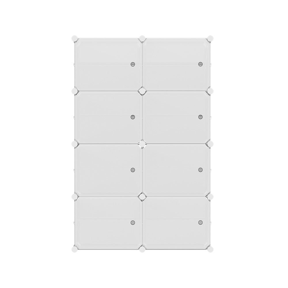 DIY Shoe Cabinet 8 Cube Portable Organizer Storage Stand - White - Homecoze