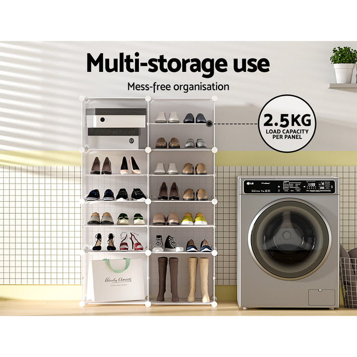 DIY Shoe Cabinet 8 Cube Portable Organizer Storage Stand - White - Homecoze