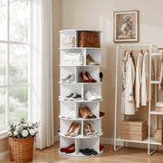 Artiss 7 Tier 360° Rotating Shoe Rack Storage Display Shelf White - Homecoze