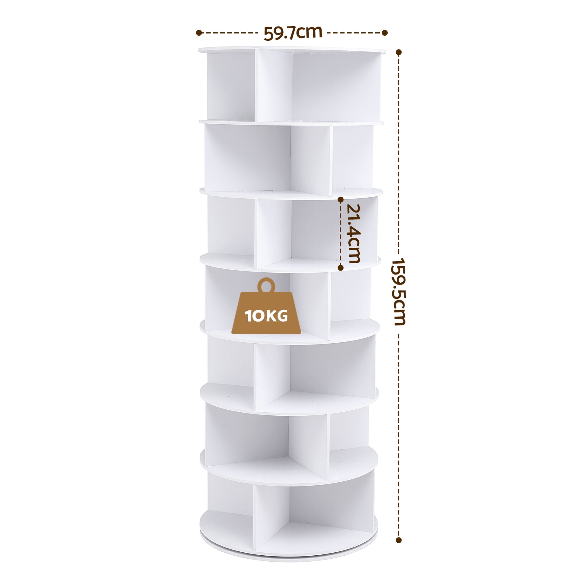 Artiss 7 Tier 360° Rotating Shoe Rack Storage Display Shelf White - Homecoze
