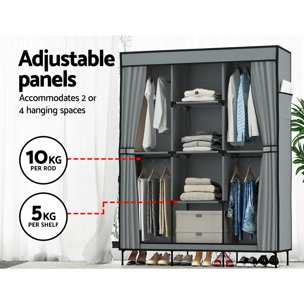 Large Portable DIY Clothes Wardrobe  - Grey - Homecoze