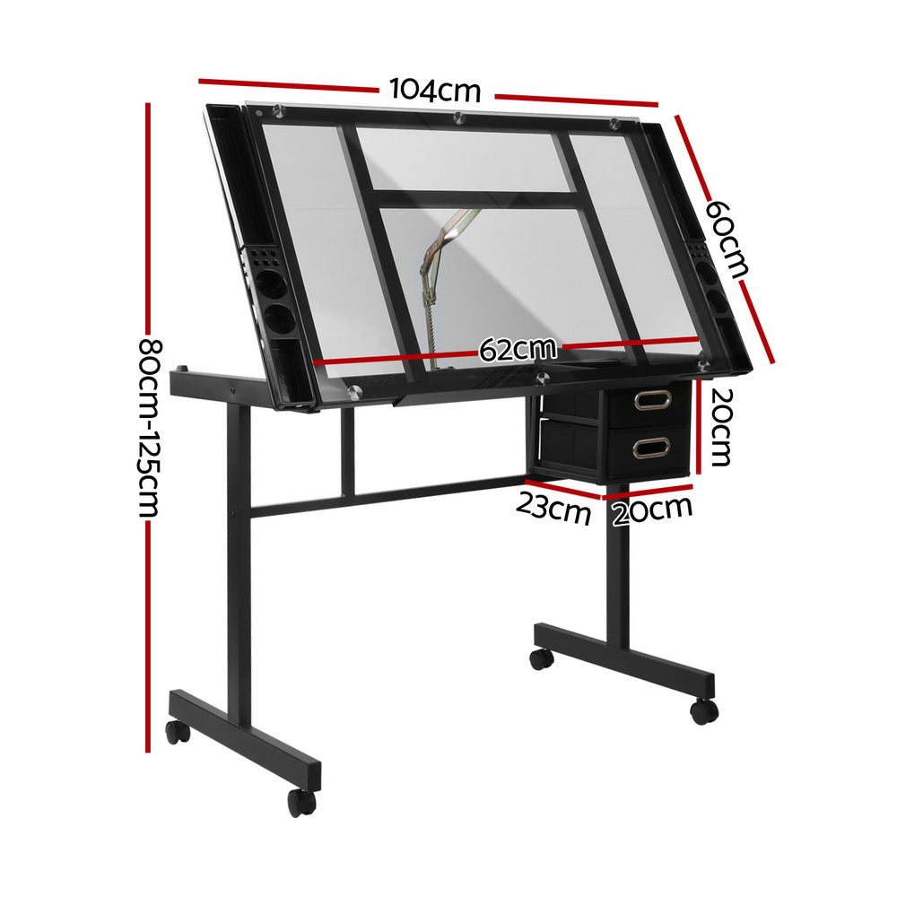 Adjustable Tilt Art Drawing Desk & Drafting Table - Black - Homecoze