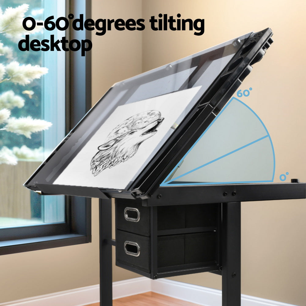 Adjustable Tilt Art Drawing Desk & Drafting Table - Black - Homecoze