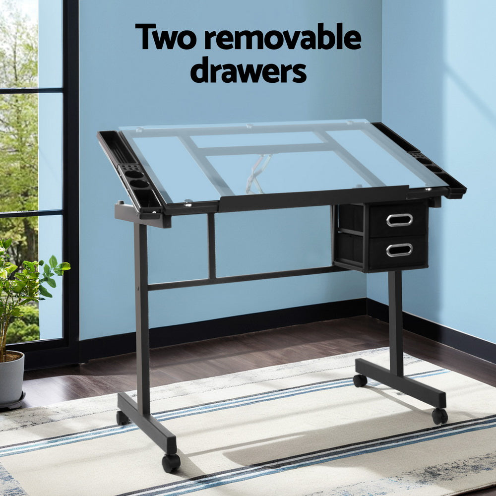 Adjustable Tilt Art Drawing Desk & Drafting Table - Black - Homecoze