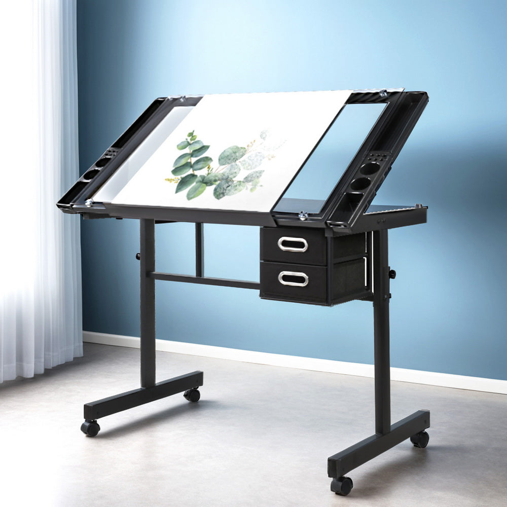 Adjustable Tilt Art Drawing Desk & Drafting Table - Black - Homecoze
