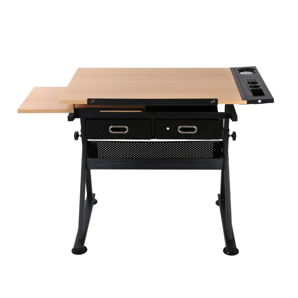 Tilt Drafting Table Stool Set - Natural & Black - Homecoze
