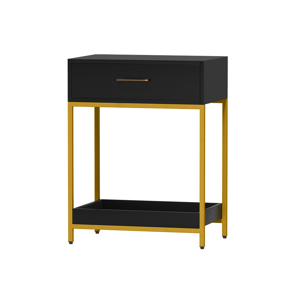 Contemporary Bedside Table Nightstand - Black - Homecoze