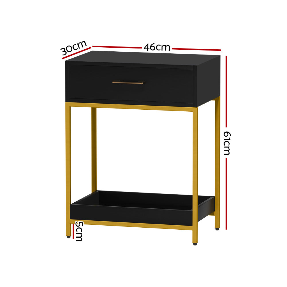 Contemporary Bedside Table Nightstand - Black - Homecoze