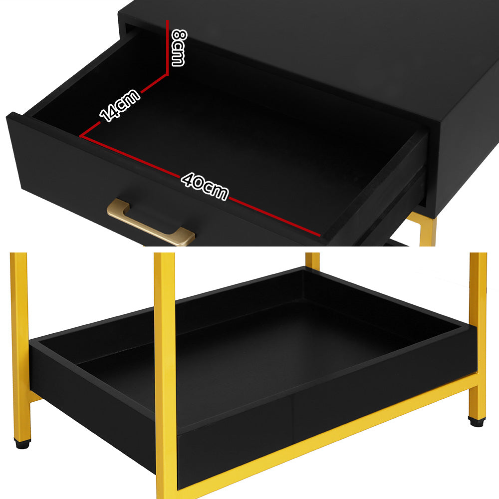 Contemporary Bedside Table Nightstand - Black - Homecoze