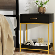 Contemporary Bedside Table Nightstand - Black - Homecoze