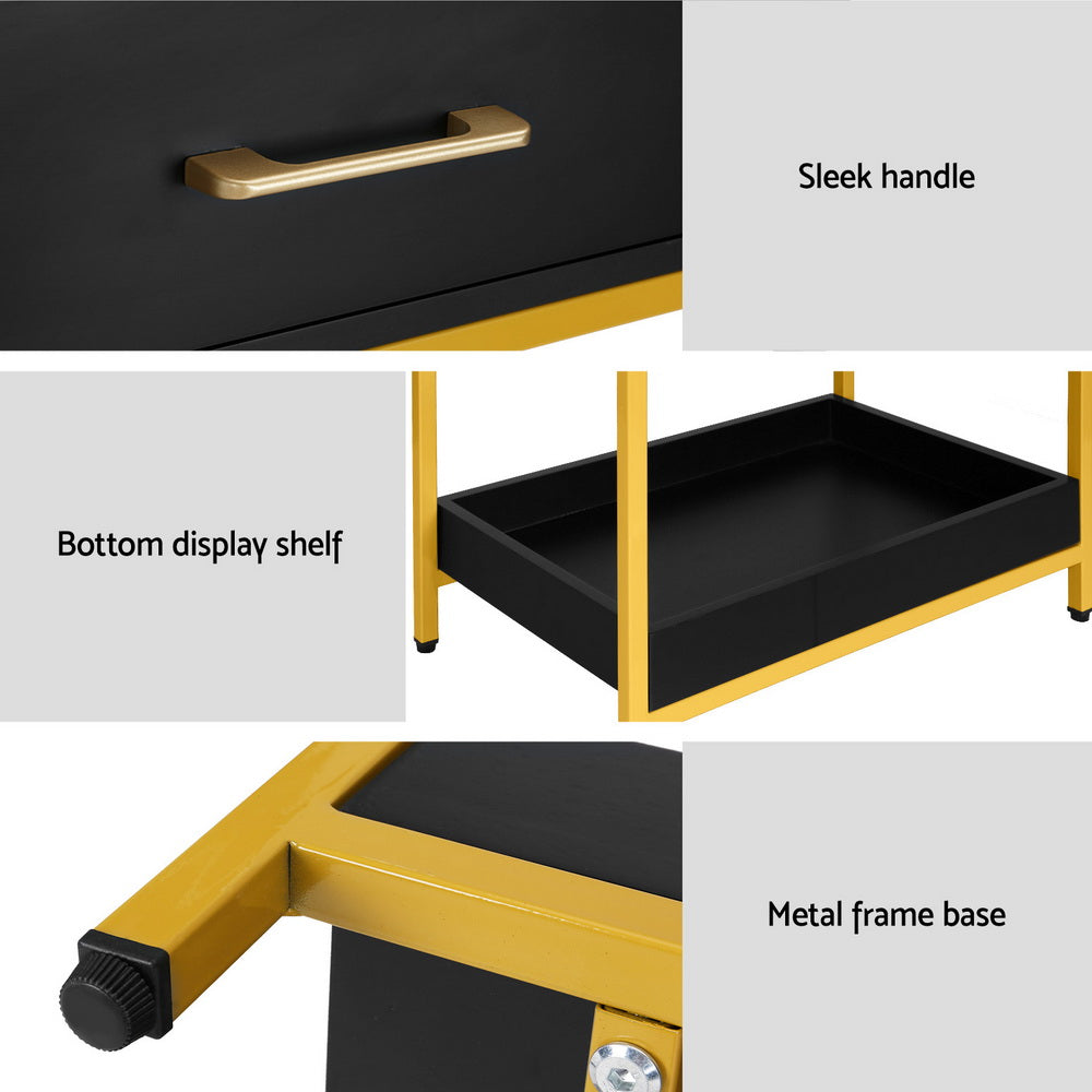Contemporary Bedside Table Nightstand - Black - Homecoze