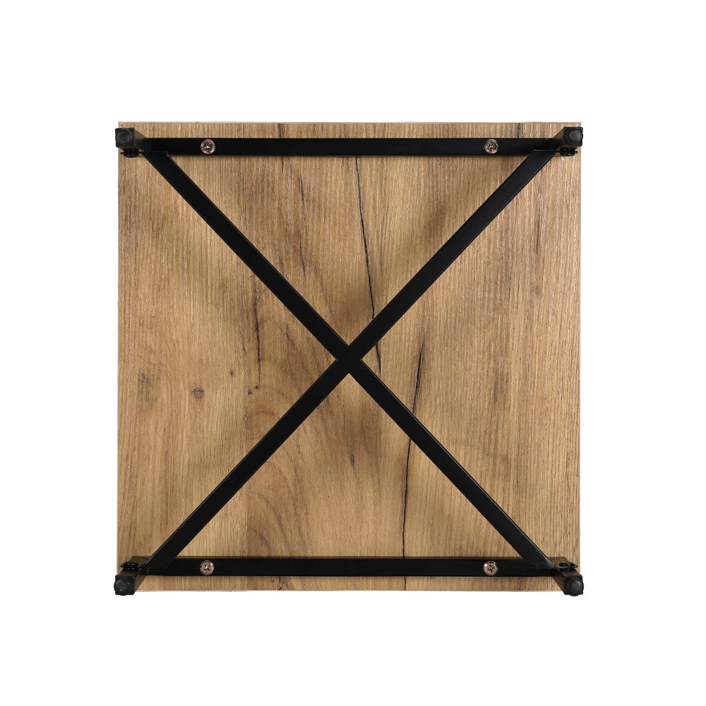 Industrial Style Bedside Table Nightstand - Rustic Oak - Homecoze