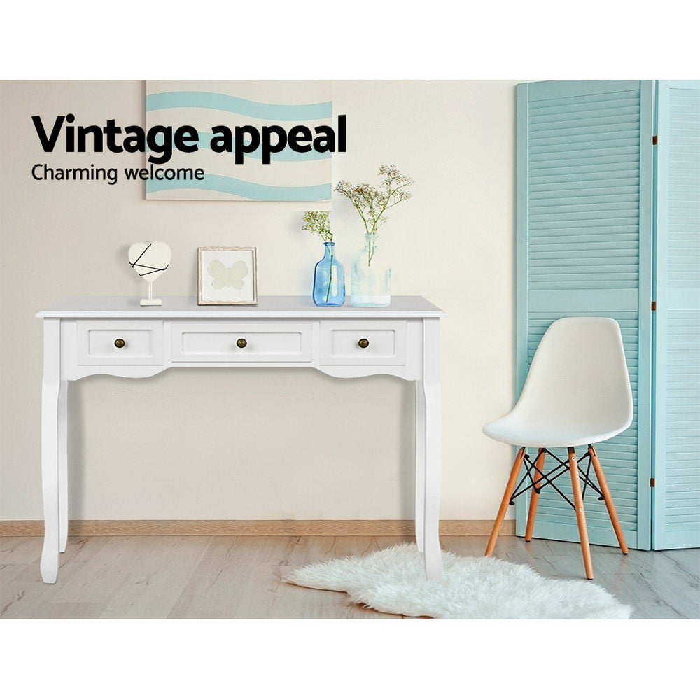 French Provincial Style 3 Drawer Dresser Side Table - White - Homecoze